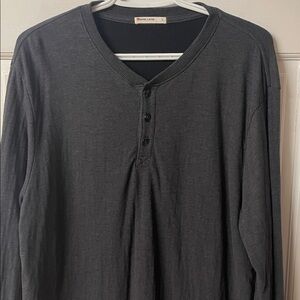 Marine Layer dark grey long sleeve double knit henley casual shirt men’s size L